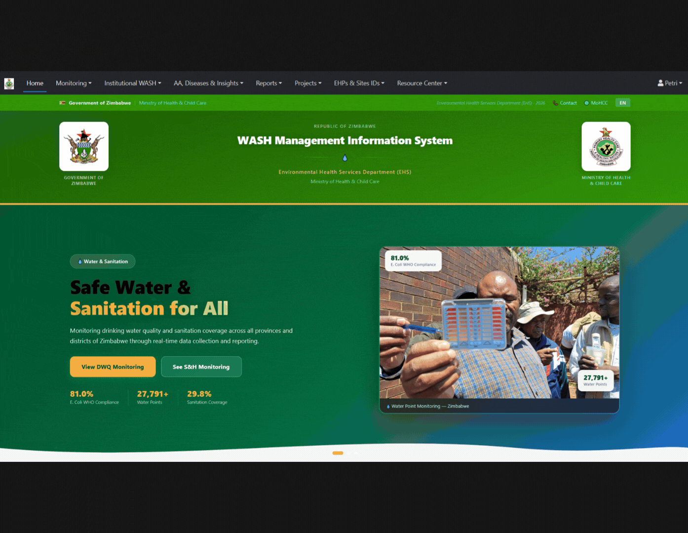 Zimbabwe Ministry of Health and Child Care WASH management information system